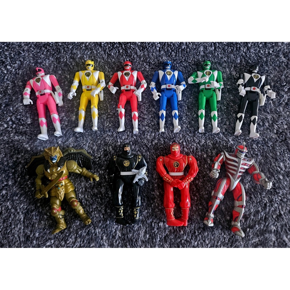Bandai Power Rangers Action Figure Lot Kids OS Multicolor MMPR Head Flip Vintage